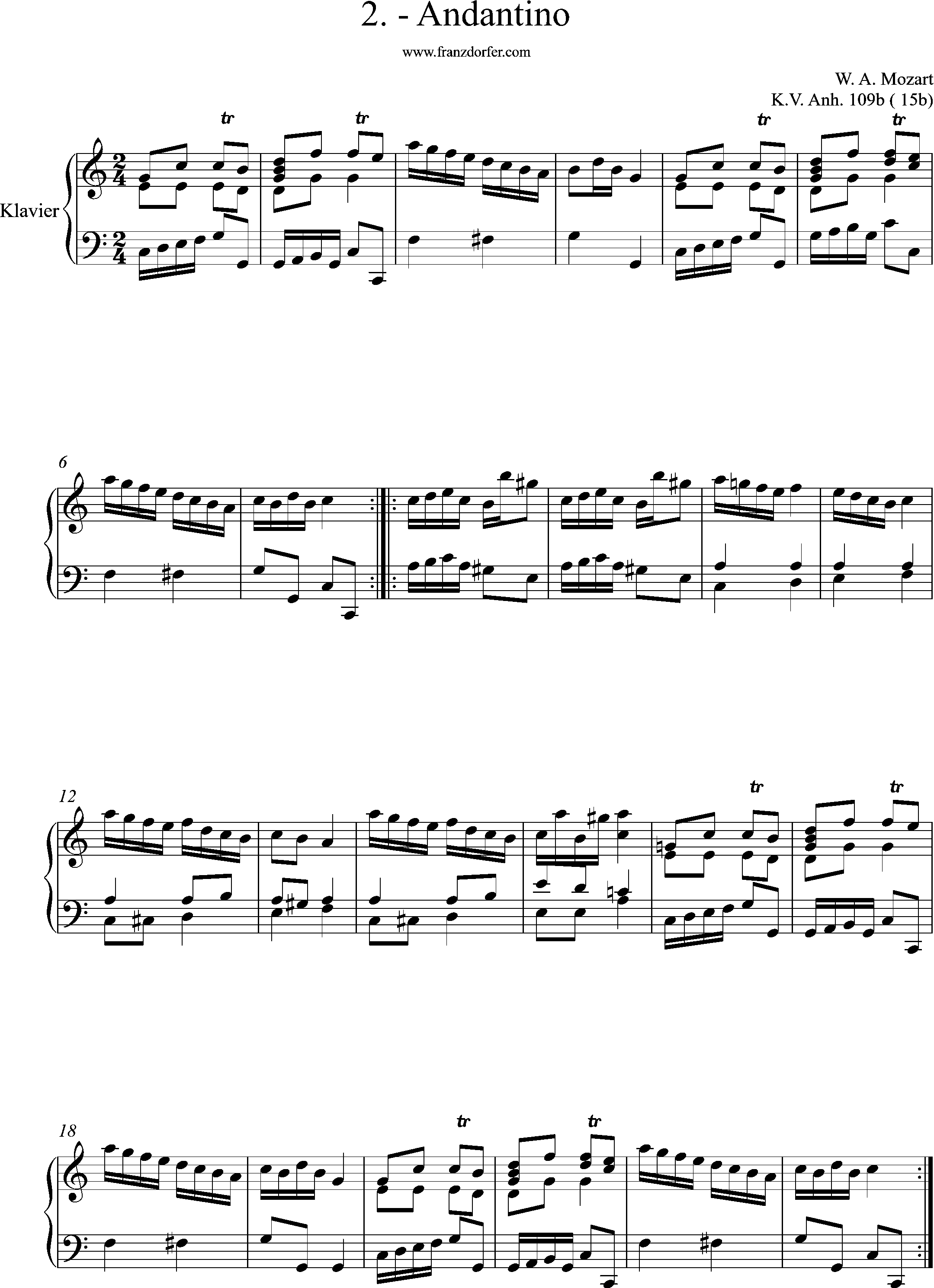 KV. anhang 109b- 15b, No. 2- Andantiono, Mozart